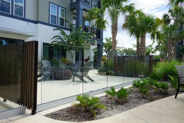 clear fencing on patio of apartment