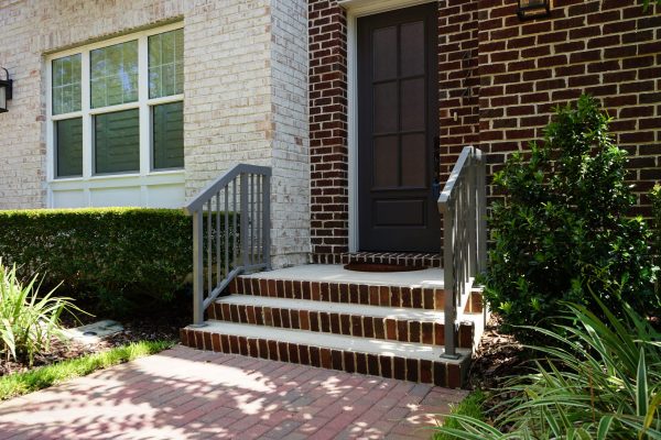 brick steps with railings